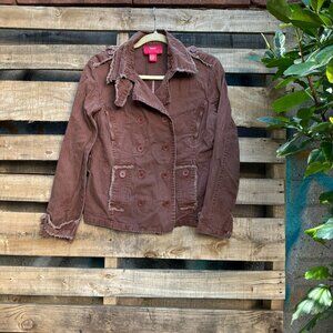 Miss Lili Brown Distressed Military-Style Jacket